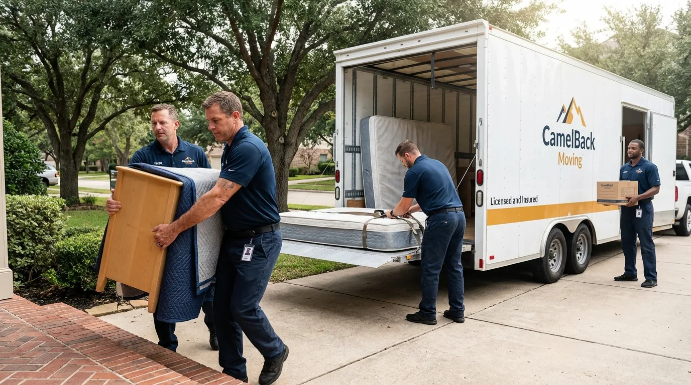 Crew loading residential truck for cross-state move from Myerstown, PA