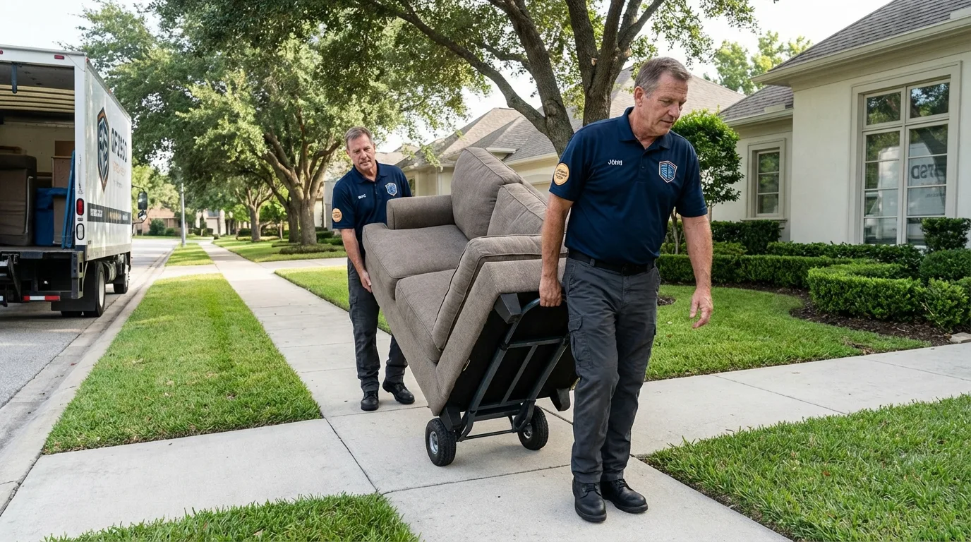 Local residential moving crew loading furniture in Myerstown, PA