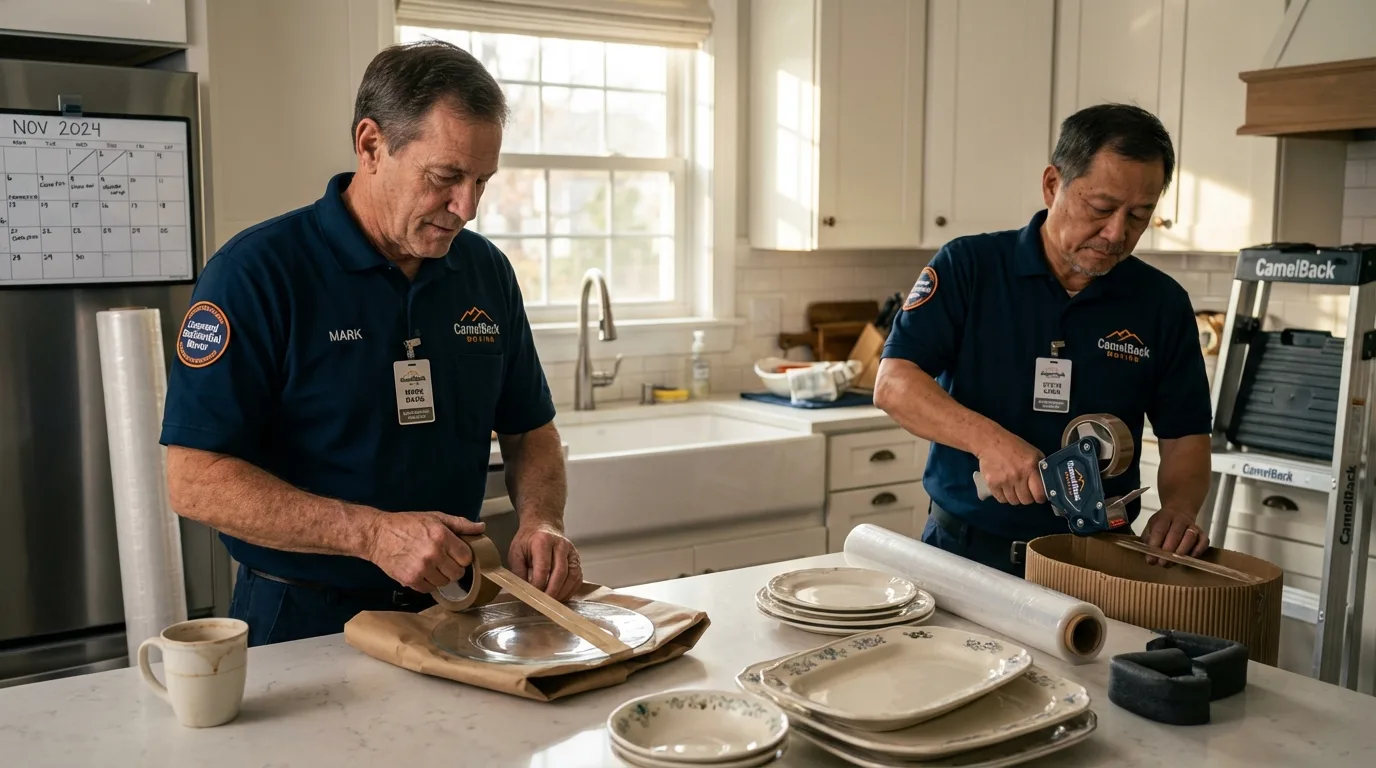 Professional crew packing kitchen dishware in Myerstown, PA